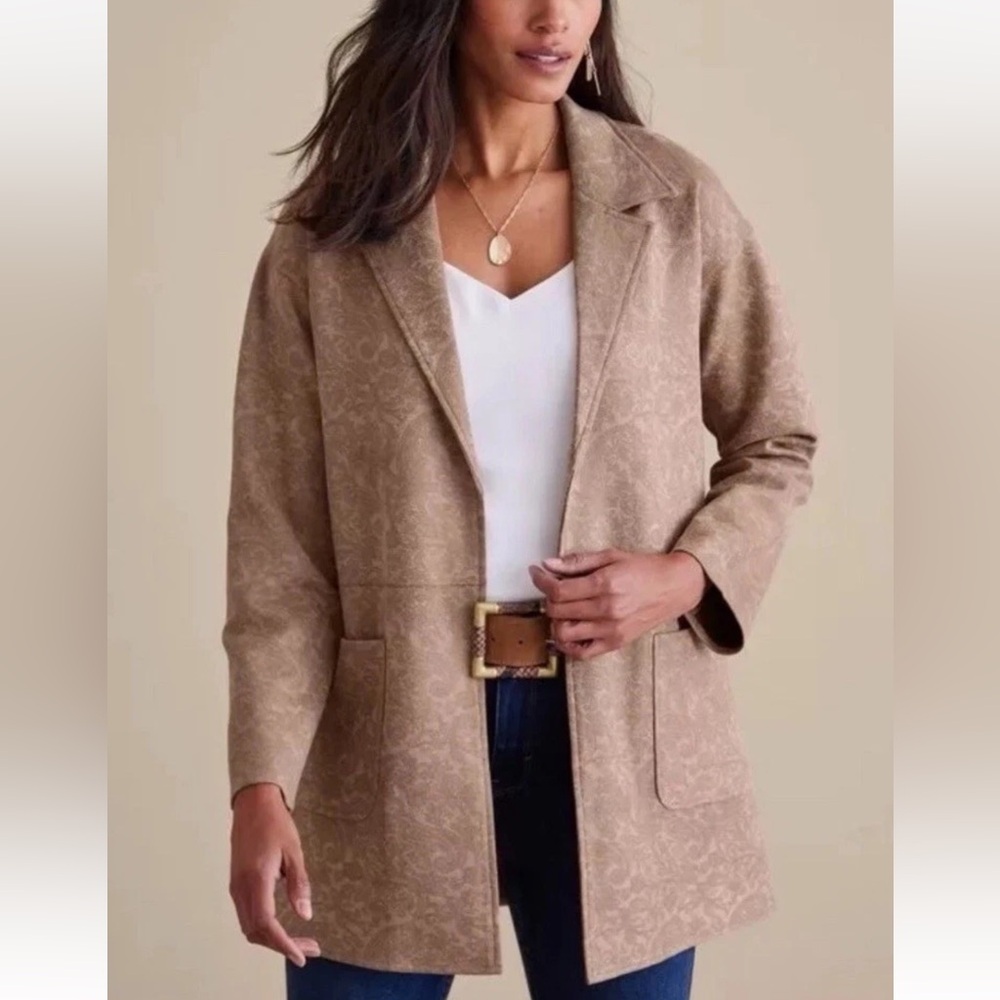Soft Surroundings Malika Faux Suede Jacket Shirt Paisley Western Boho